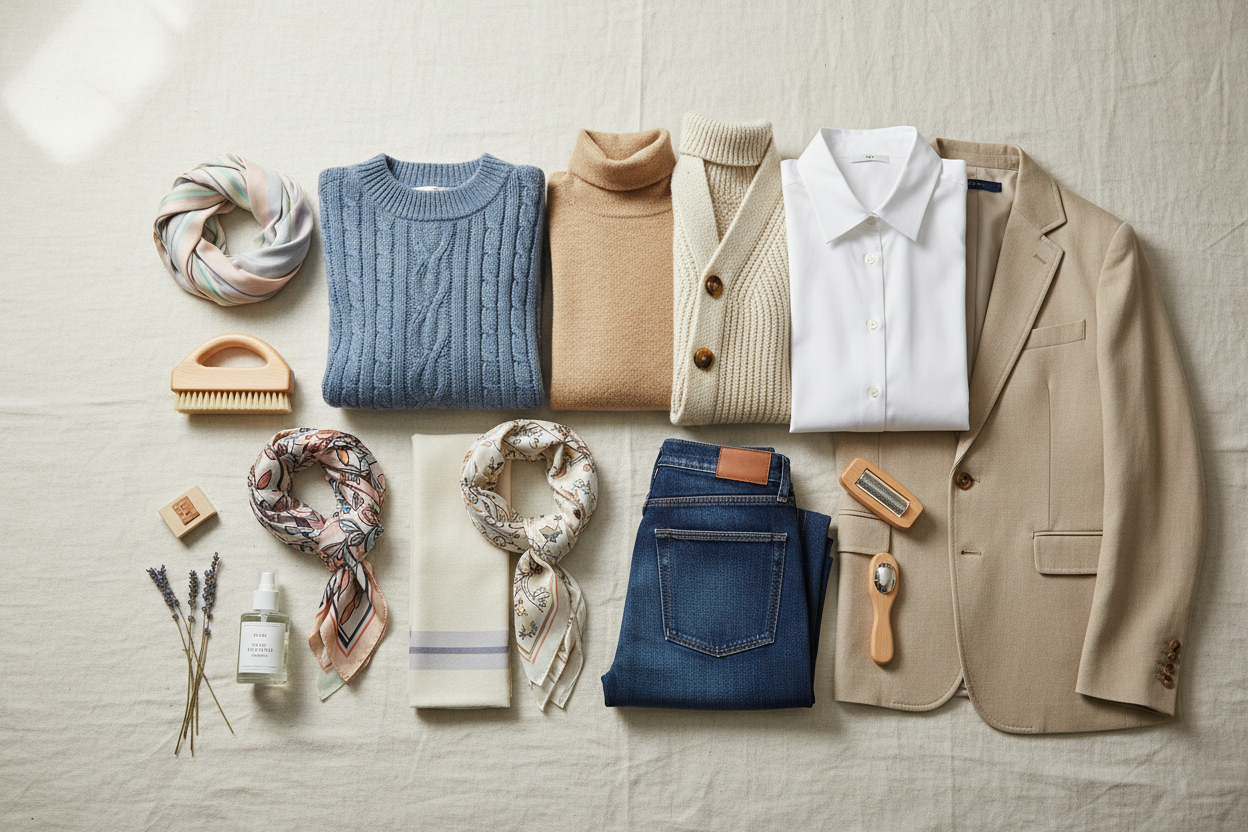 Refreshed wardrobe flat lay